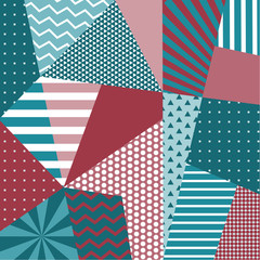 Aufkleber - Colorful trendy geometric flat elements of pattern memphis. Pop art style texture. Modern abstract design poster and cover template