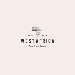 africa tech digital logo hipster vintage retro vector icon