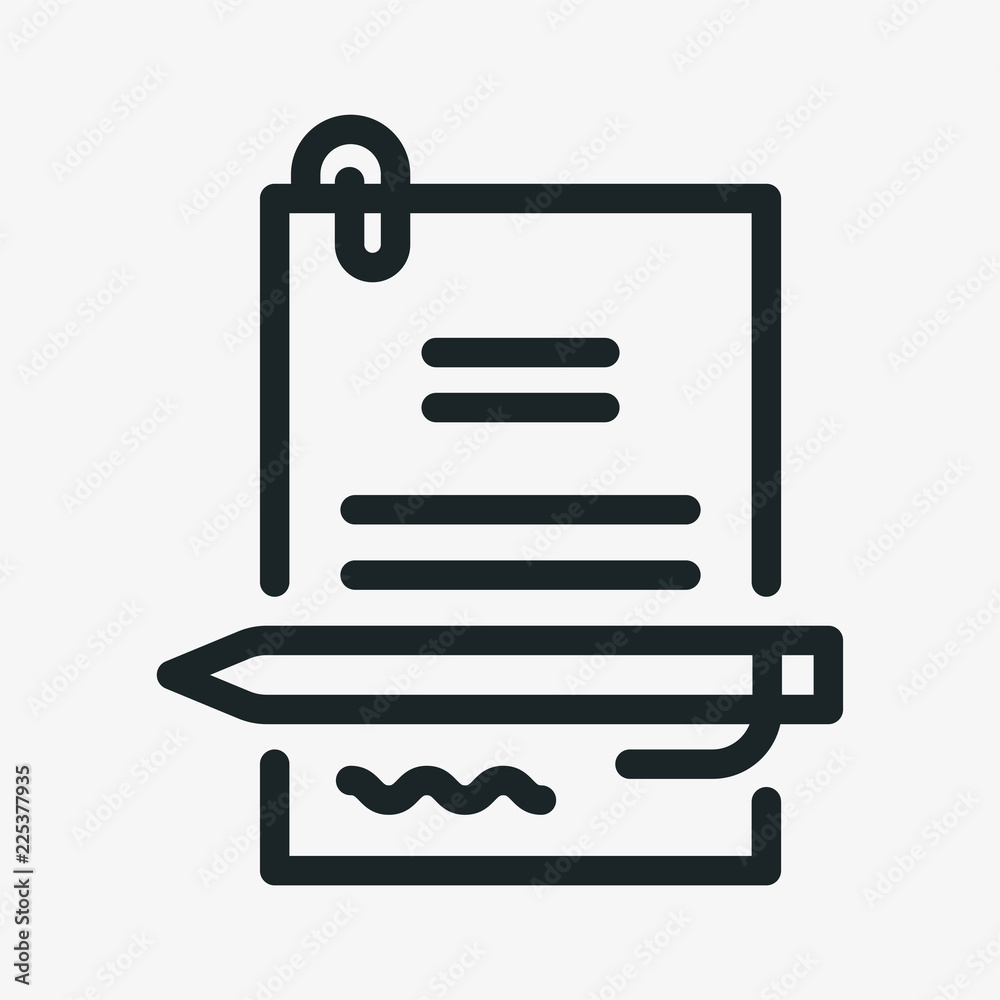 Signing Contract Pen Signature Minimalistic Flat Line Stroke Icon ...