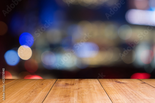 Wooden Table Of Brown On Front Red Brick Background Buy This