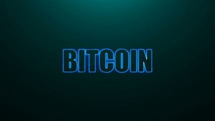 Poster - Letters of Bitcoin text on background with top light, 3d rendering background, computer generating for news