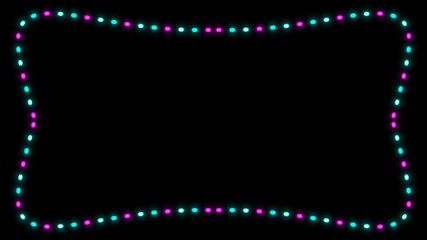 Poster - Bright frame with christmas lights, 3d rendering background, element for design, computer generating