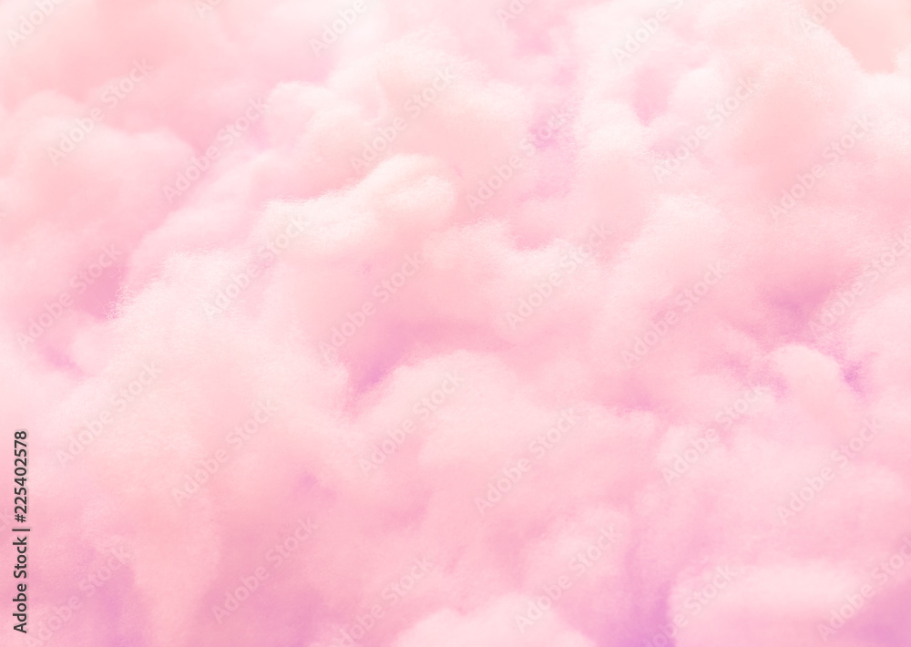Colorful pink fluffy cotton candy background, soft color sweet candyfloss, abstract blurred dessert texture - obrazy, fototapety, plakaty 