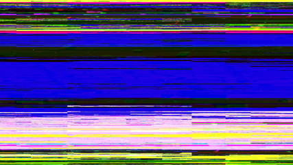 Poster - Dynamic glich video, bad tv signal of color display, 3d rendering computer generated background