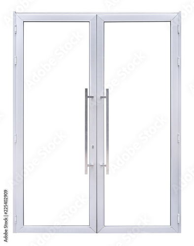Modern Metal Door Of Office Store Isolated Glass Window Frame