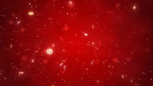 Christmas Falling Magic Snow On A Red Background. Snowstorm Background For Celebration Or Greetings Image. Winter Storm Illustration With Snowflakes.