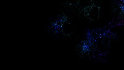 Poster - The work of neurons. Depth of field. Rotation of the camera. Ripple of colored signals in a frozen structure. .Abstract background . Seamless loop.