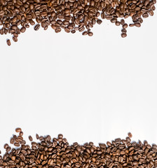 Coffee beans isolated on white background with copyspace for text. Coffee background or texture concept.