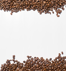 Coffee beans isolated on white background with copyspace for text. Coffee background or texture concept.