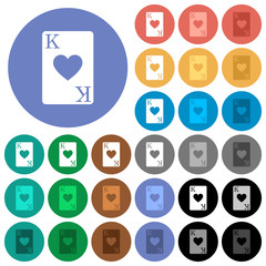 Poster - King of hearts card round flat multi colored icons