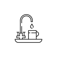 Poster - hot water, water flow icon. Element of temperature control equipment for mobile concept and web apps illustration. Thin line icon for website design and development