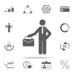 Poster - business man with a diplomat icon. Finance icons universal set for web and mobile
