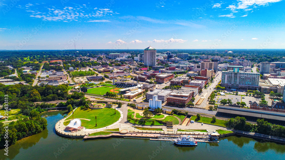Aerial View of Downtown Montgomery, Alabama, USA Skyline - obrazy, fototapety, plakaty 