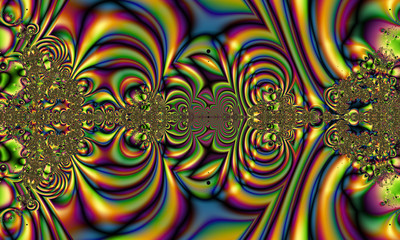 Poster - Abstract digital artwork. Liquid golden metallic fractal pattern. Fractal graphics technology.