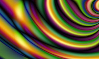 Poster - Abstract digital artwork. Metallized fabric pattern. Golden wavy folds. Fractal graphics technology.