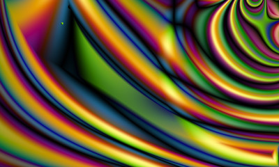 Poster - Abstract digital artwork. Metallized fabric pattern. Golden wavy folds. Fractal graphics technology.