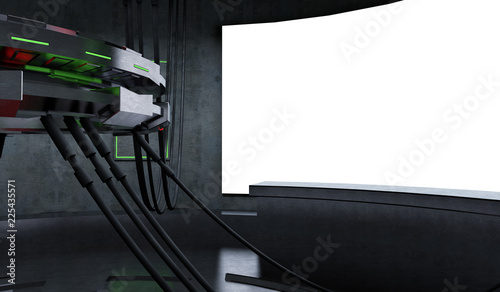 Futuristic And Sci Fi Design Spaceship Interior With Blank