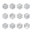 Abstract cubic collection. abstract 3d cubic design elements. Sacred cubic set.