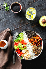 Poster - Buddha bowl Clean balanced healthy food top view