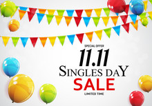 November 11 Singles Day Sale. Vector Illustration