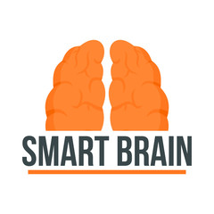 Poster - Human smart brain logo. Flat illustration of human smart brain vector logo for web design