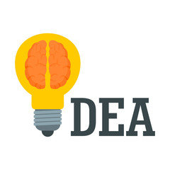 Poster - Brain idea logo. Flat illustration of brain idea vector logo for web design