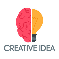 Poster - Creative idea mind logo. Flat illustration of creative idea mind vector logo for web design