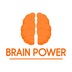 Poster - Human brain power logo. Flat illustration of human brain power vector logo for web design