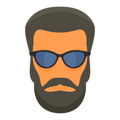 Poster - Hipster man face icon. Flat illustration of hipster man face vector icon for web design