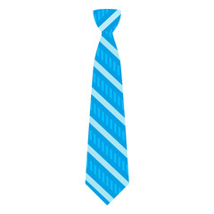 Poster - Blue striped tie icon. Flat illustration of blue striped tie vector icon for web design