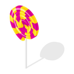 Sticker - Swirl candy stick icon. Isometric of swirl candy stick vector icon for web design isolated on white background