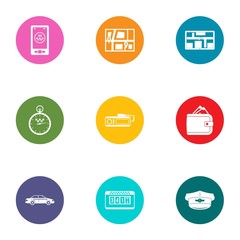 Poster - Terrain orientation icons set. Flat set of 9 terrain orientation vector icons for web isolated on white background