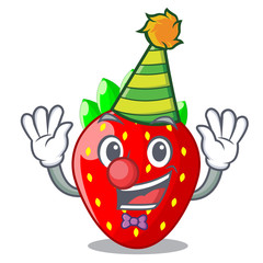 Poster - Clown fresh strawberry in a bowl cartoon