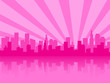 Pink city skyline silhouette