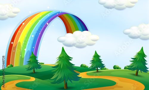 Photo Beautiful landscape with rainbow