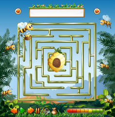 Wall Mural - Bee maze game template