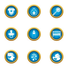Poster - Babyish icons set. Flat set of 9 babyish vector icons for web isolated on white background