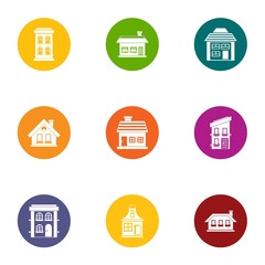 Poster - Residential buildind icons set. Flat set of 9 residential buildind vector icons for web isolated on white background
