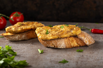 Schnitzel made from pork brain, flour and eggs