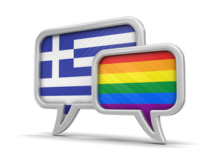Poster - Speech bubbles with flags. Image with clipping path