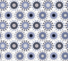 Stylized Flakes Seamless Pattern In Silver And Blue Shades