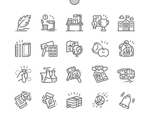Poster - School Well-crafted Pixel Perfect Vector Thin Line Icons 30 2x Grid for Web Graphics and Apps. Simple Minimal Pictogram