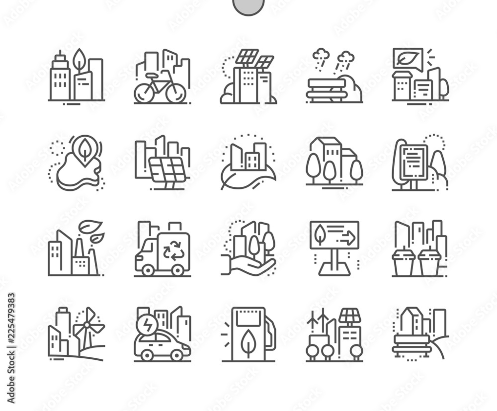 Eco friendly city Well-crafted Pixel Perfect Vector Thin Line Icons 30 ...