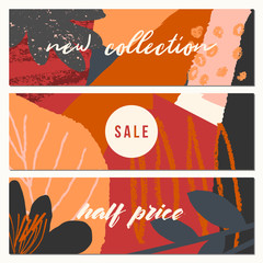 Sticker - Abstract Autumn Leaves Banner Design