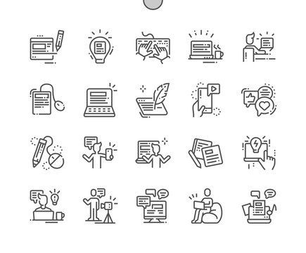 Blogging Well-crafted Pixel Perfect Vector Thin Line Icons 30 2x Grid for Web Graphics and Apps. Simple Minimal Pictogram