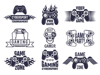 Poster - Gaming logo set. Video games and cyber sport labels. Gamer emblem logo, sport cyber, video gaming, vector illustration