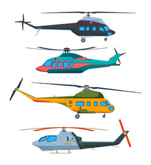 Wall Mural - helicopter aviation. helicopters cartoon. avia transportation isolated on white. vector transportati