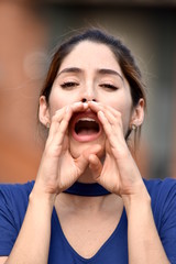 Wall Mural - Attractive Diverse Female Yelling