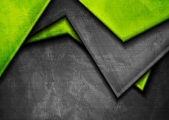 Grunge tech material green and dark grey background