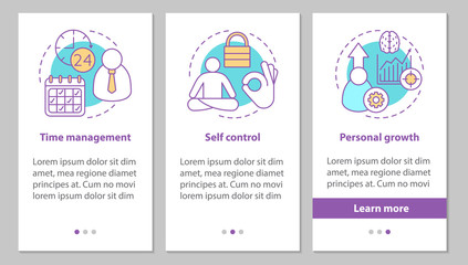 Personal qualities onboarding mobile app page screen with linear